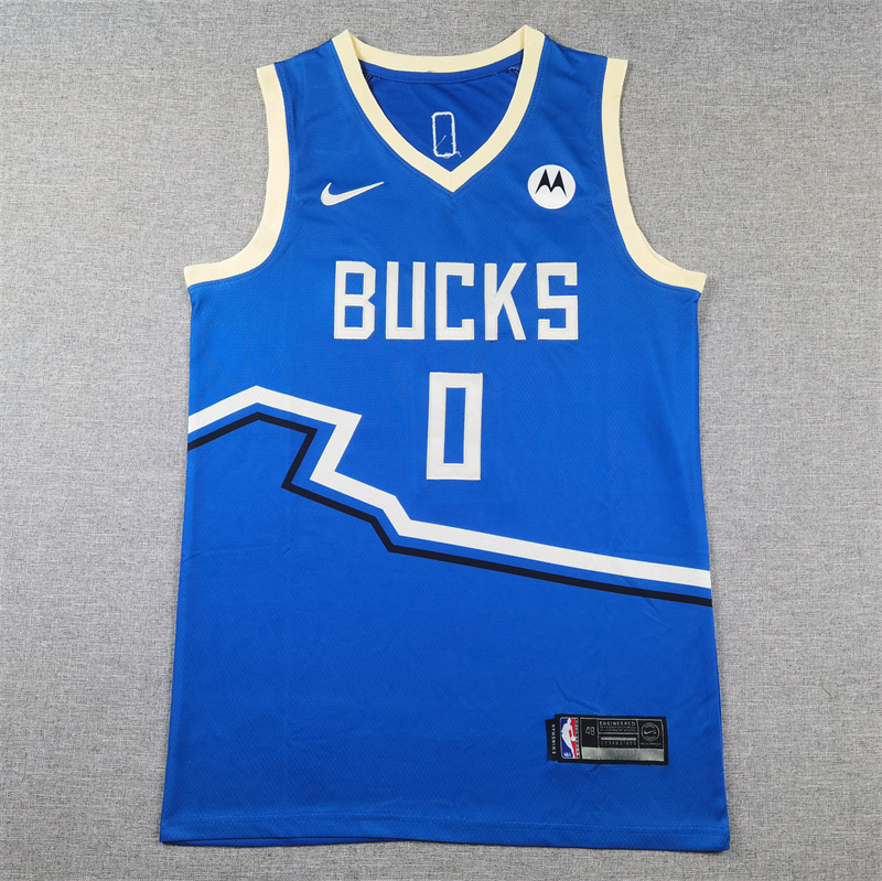 Men Milwaukee Bucks #0 Lillard Blue Nike City Edition 2025 NBA Jersey